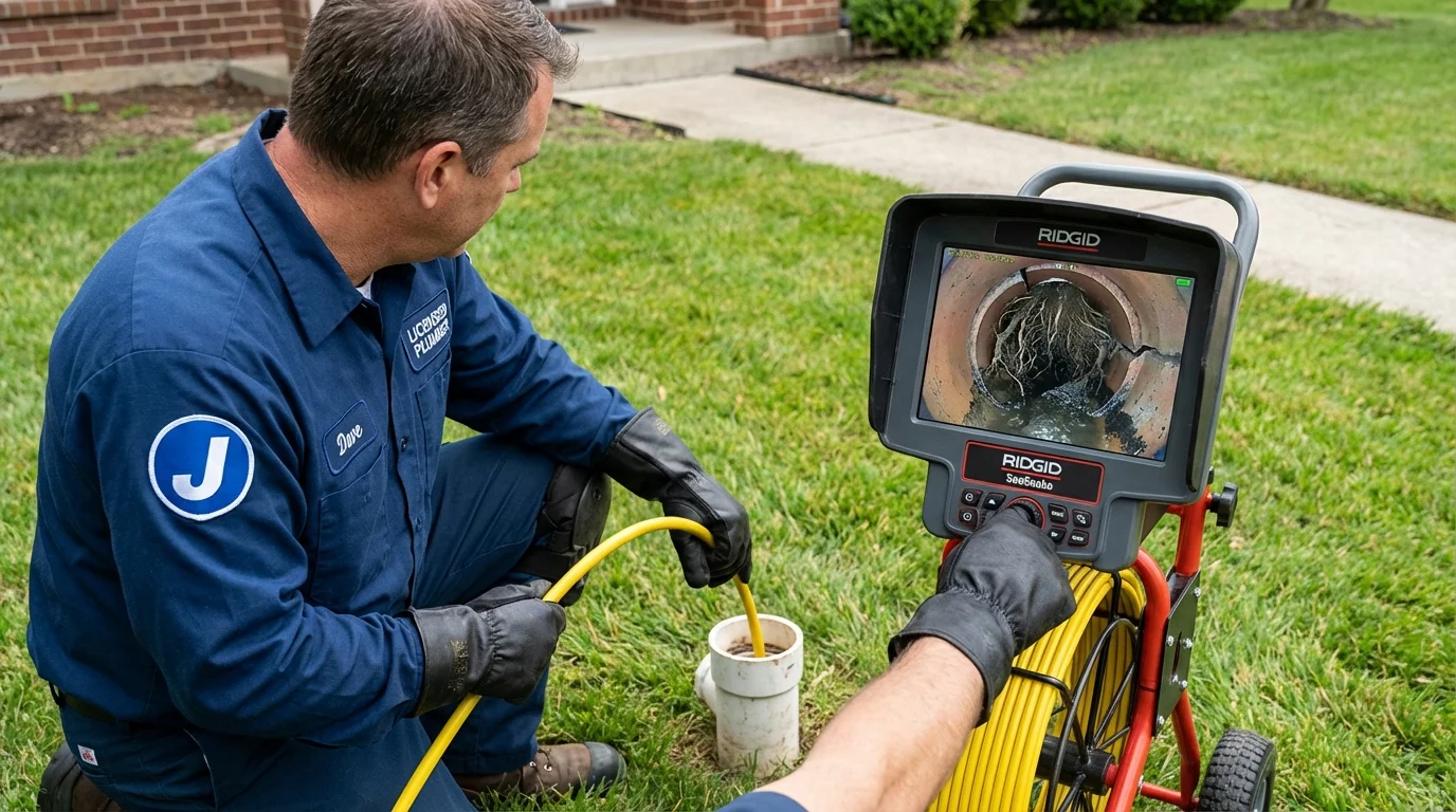 Sewer camera inspection being performed by Johns Plumbing LLC in Hermann