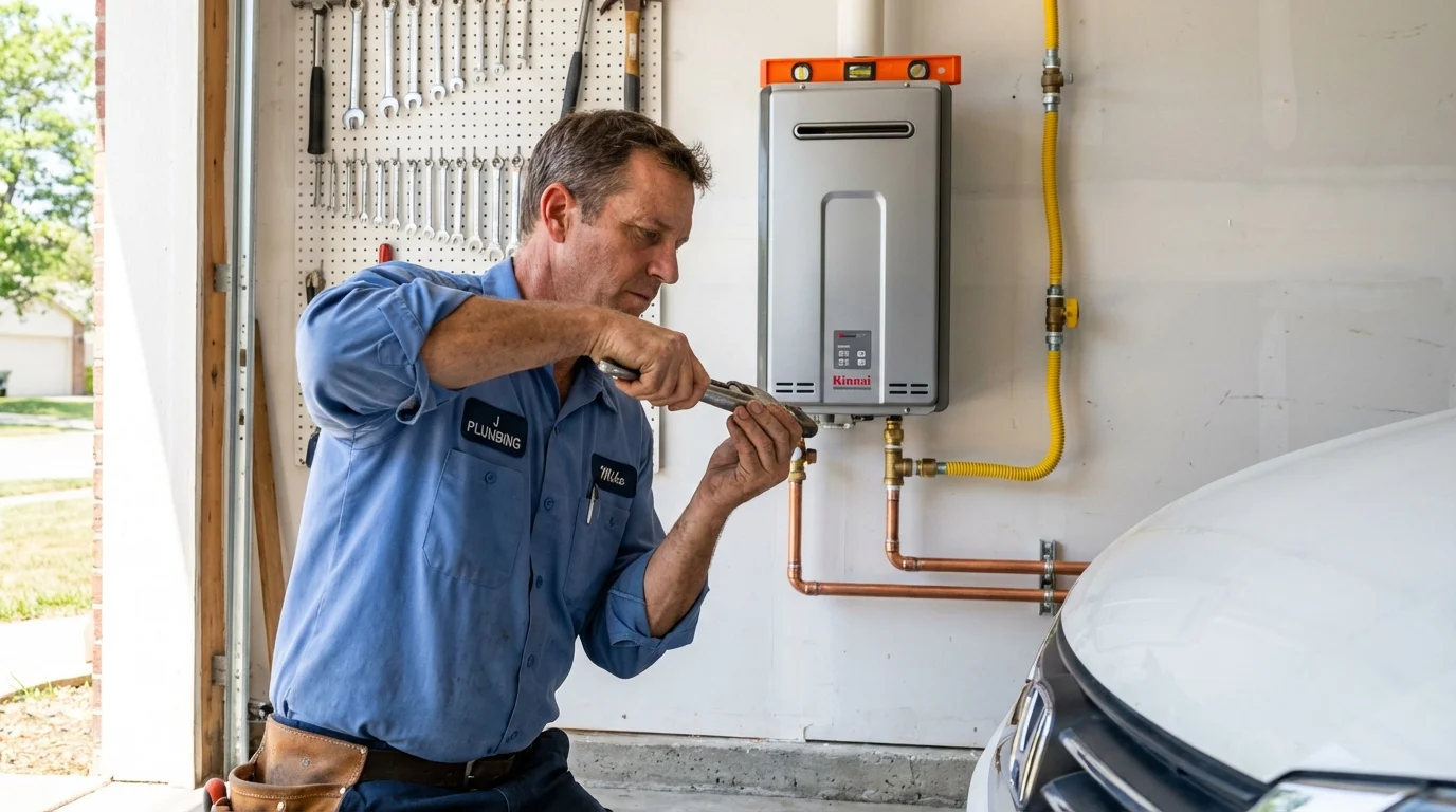 Tankless water heater installation by a Johns Plumbing LLC plumber in Hermann